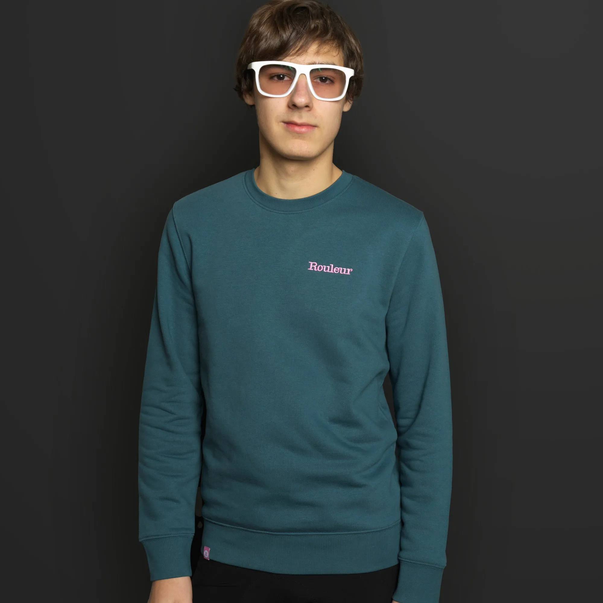 Rouleur Logo - Embroidered Organic Sweatshirt - Unisex - Green