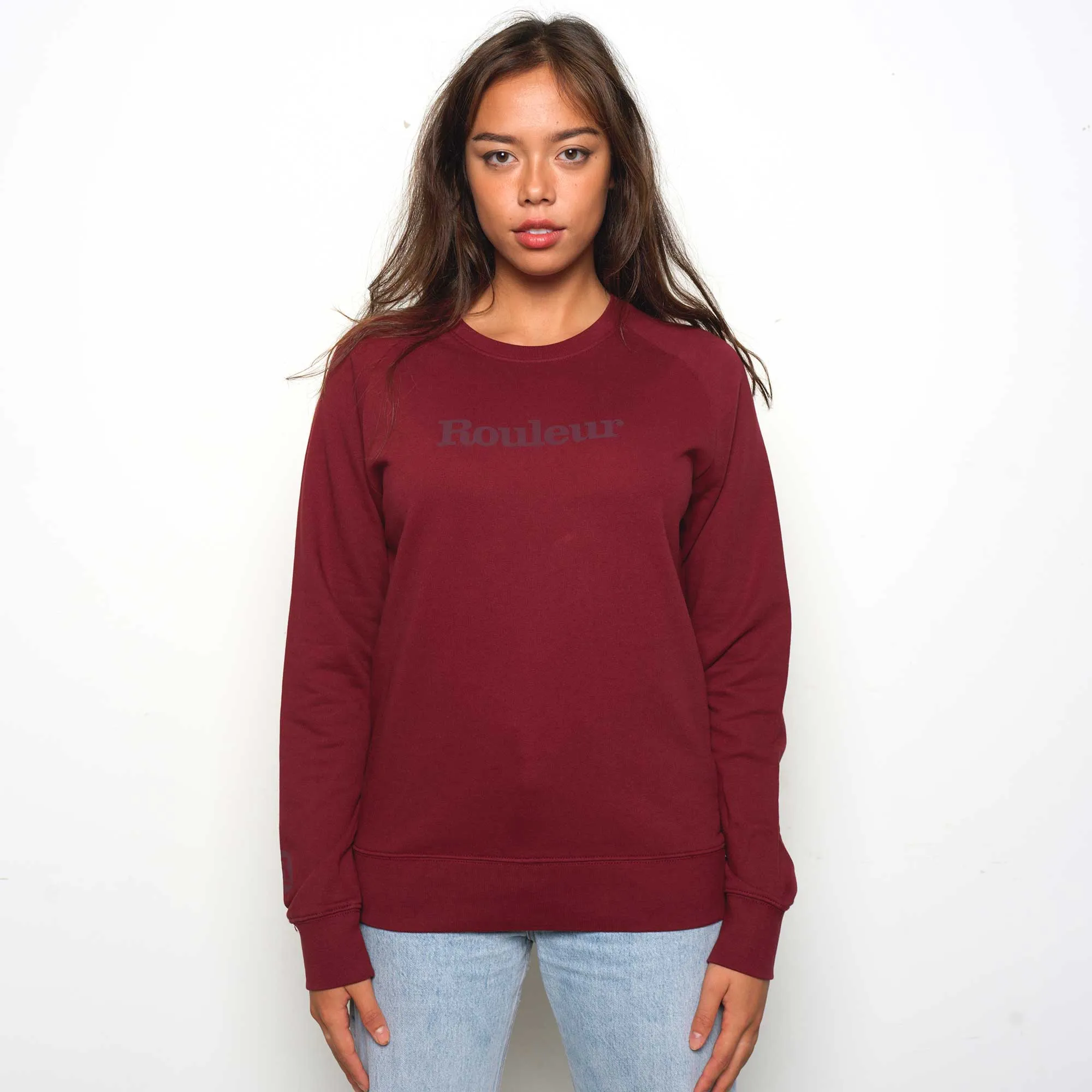 Rouleur Logo - Organic Sweatshirt - Unisex - Burgundy