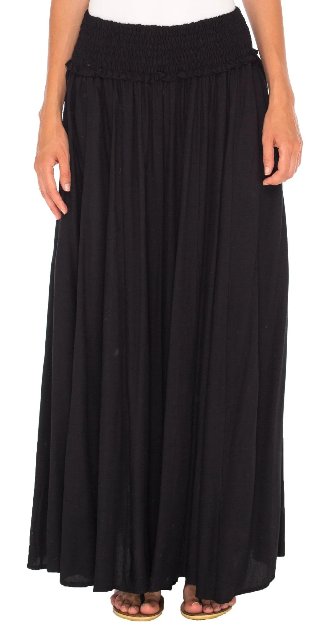 SHU-SHI Flowy Palazzo Pants for Women - Wide Leg, Elastic Waistband, Layered Style, Side Pockets