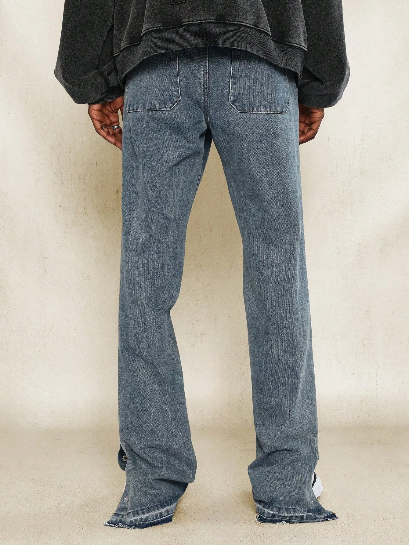 Slim Fit Ripped Denim Jean With Snap Button Side Split