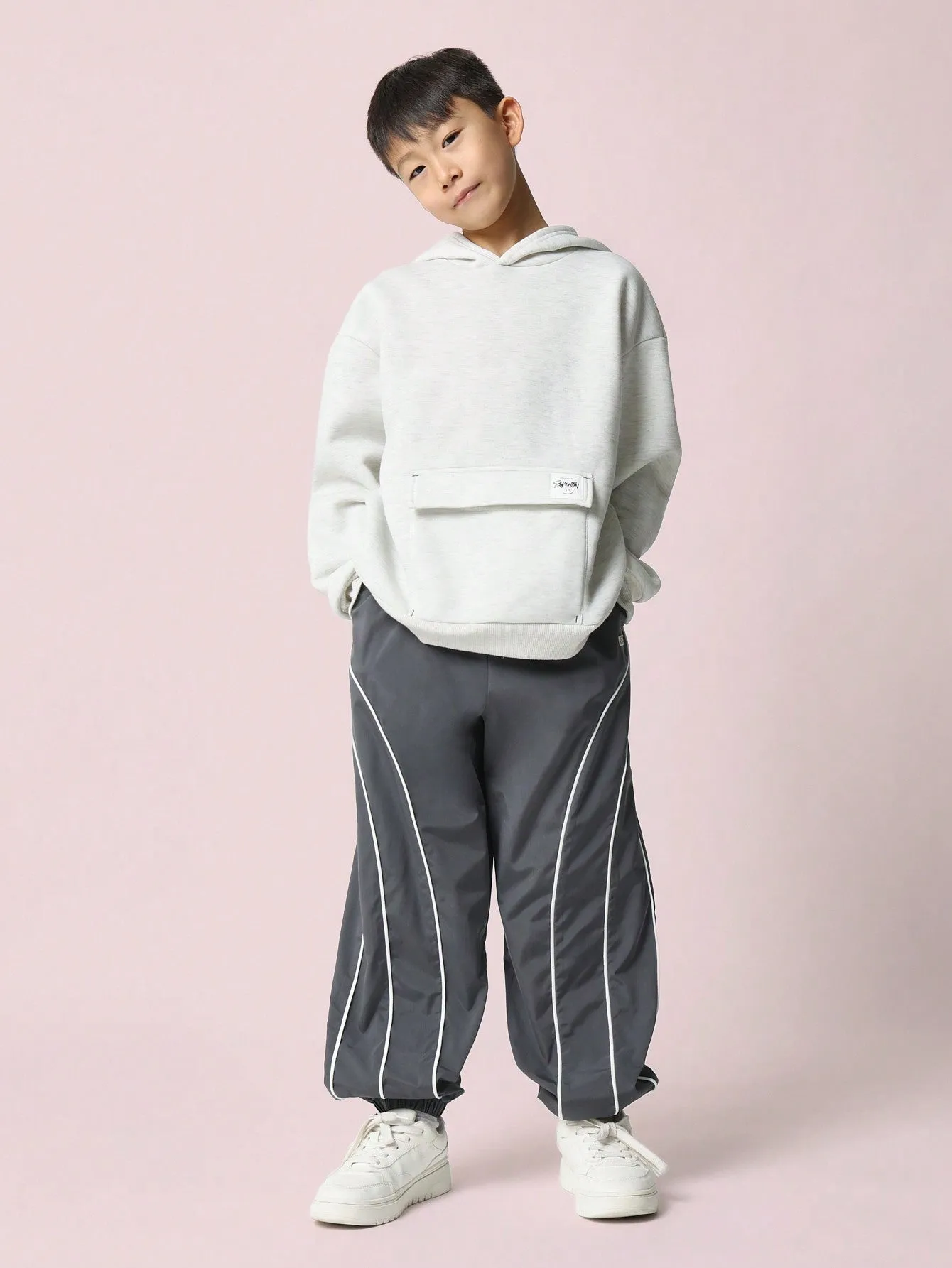 Tween Boys Loose Fit Piping Seam Nylon Pant