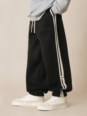 Tween Boys Loose Fit Side Stripe Panel 90's Jogger With Drawcords