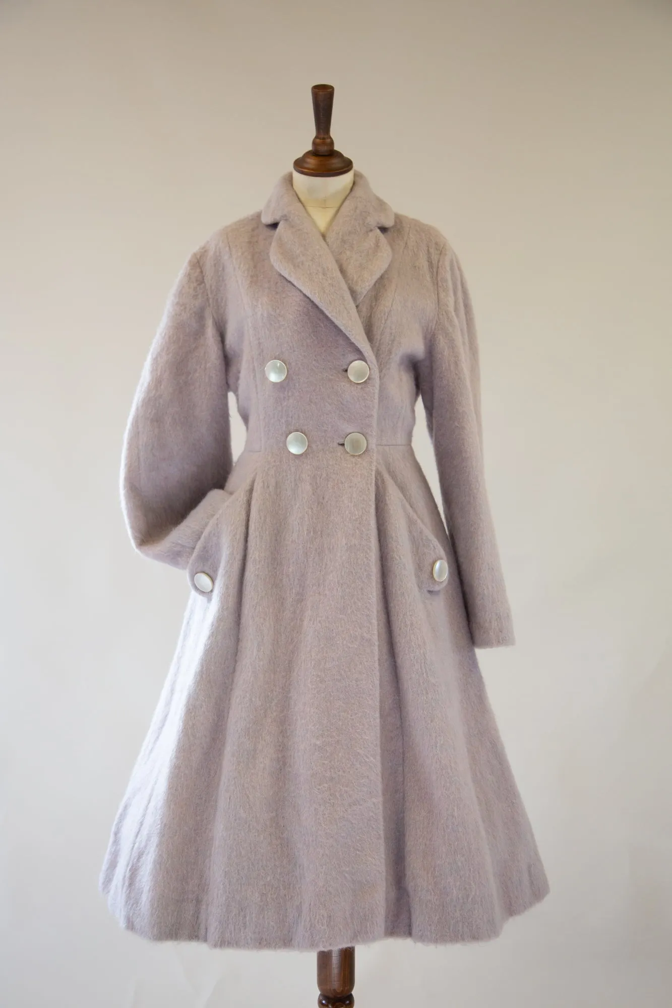 Vintage 1950s Dove Grey Mohair Princess Coat