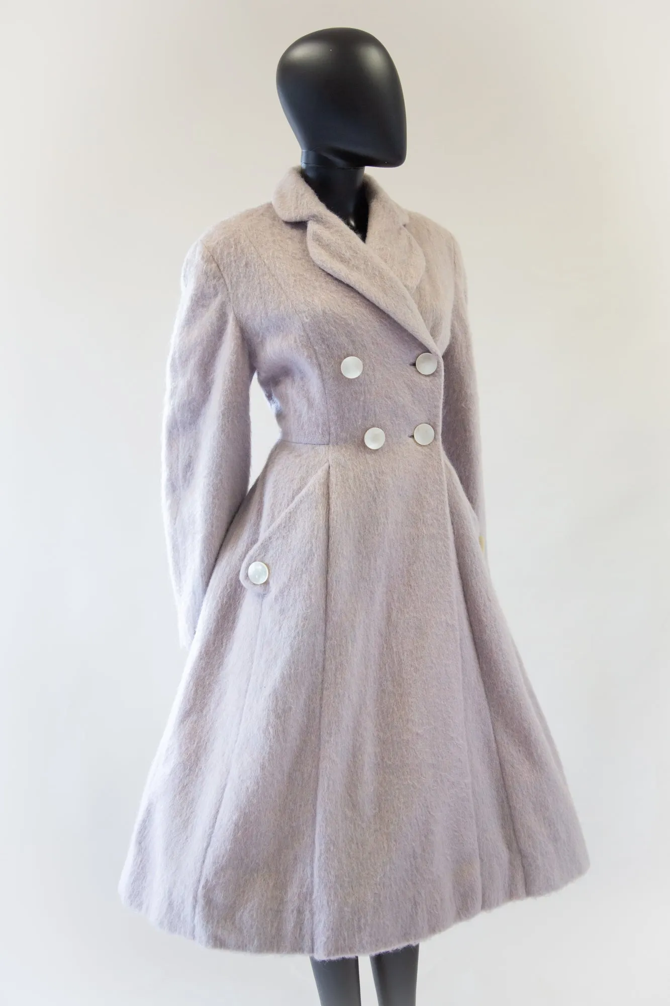 Vintage 1950s Dove Grey Mohair Princess Coat