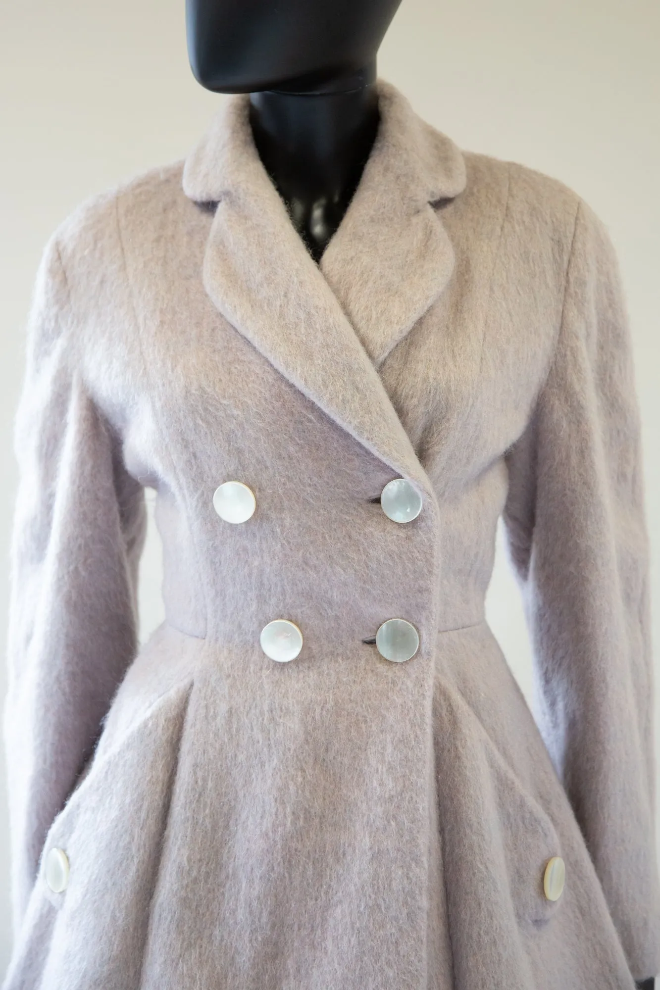 Vintage 1950s Dove Grey Mohair Princess Coat