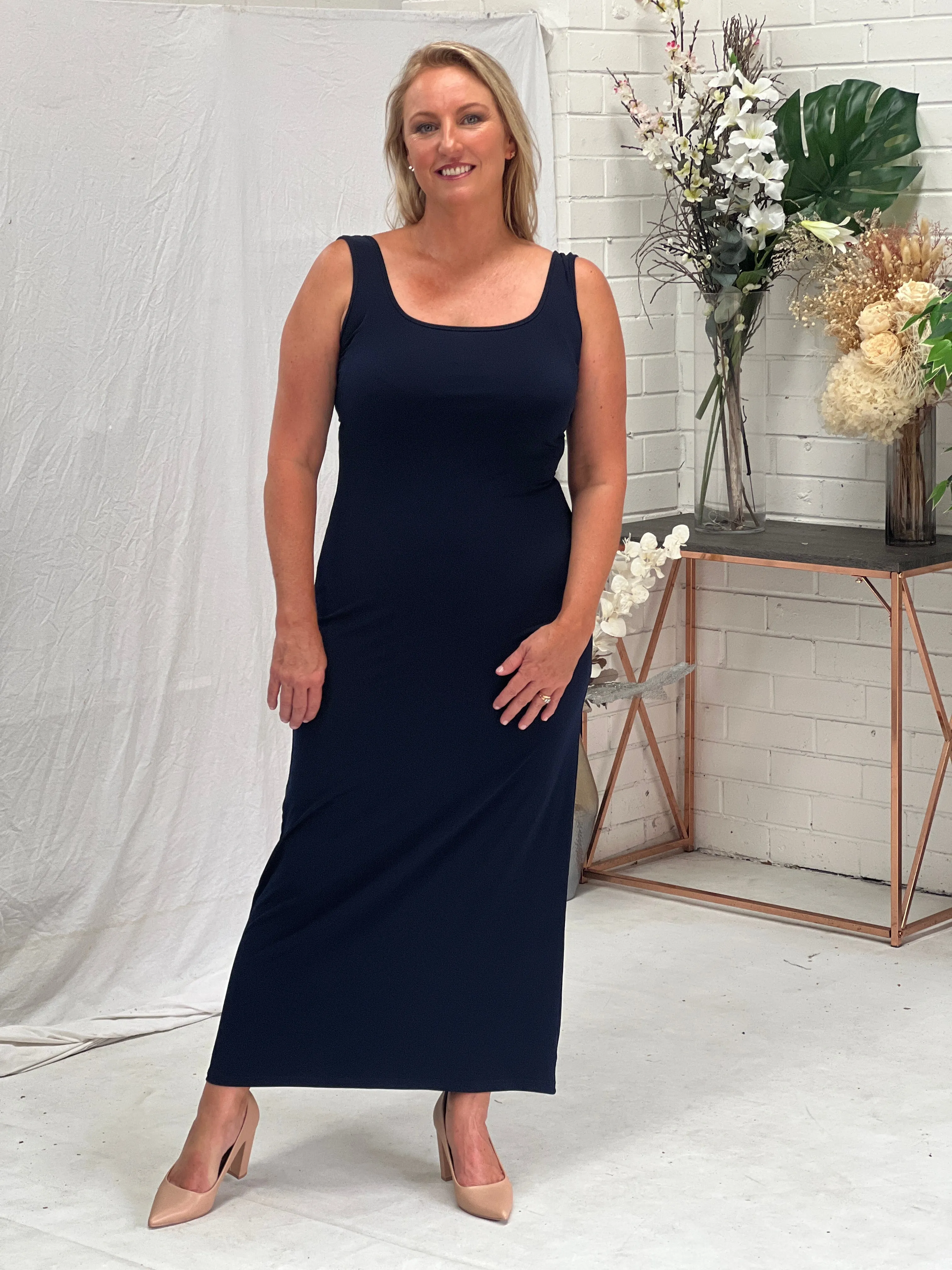 Voss Navy Stretchy Jersey Dress