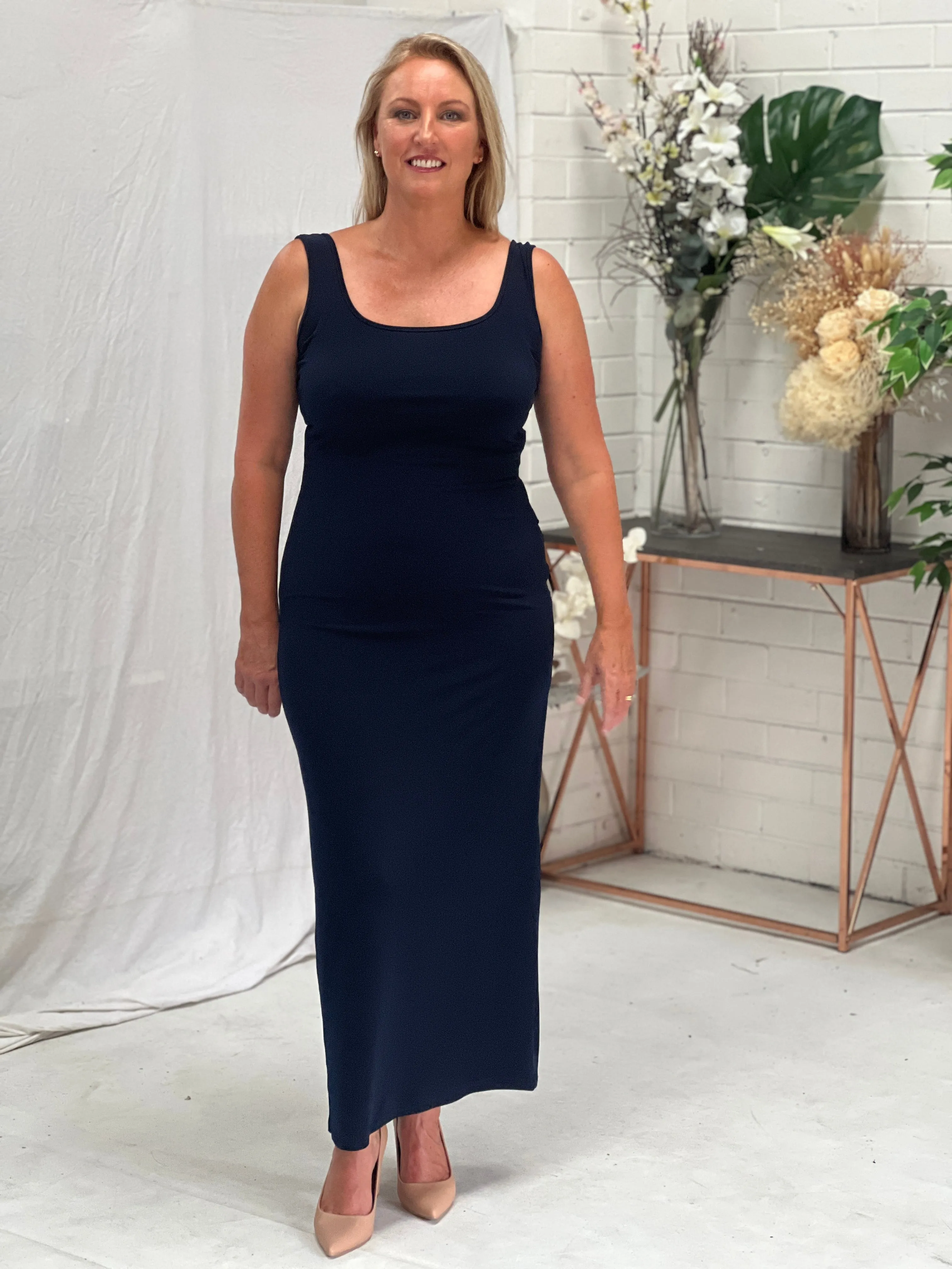 Voss Navy Stretchy Jersey Dress