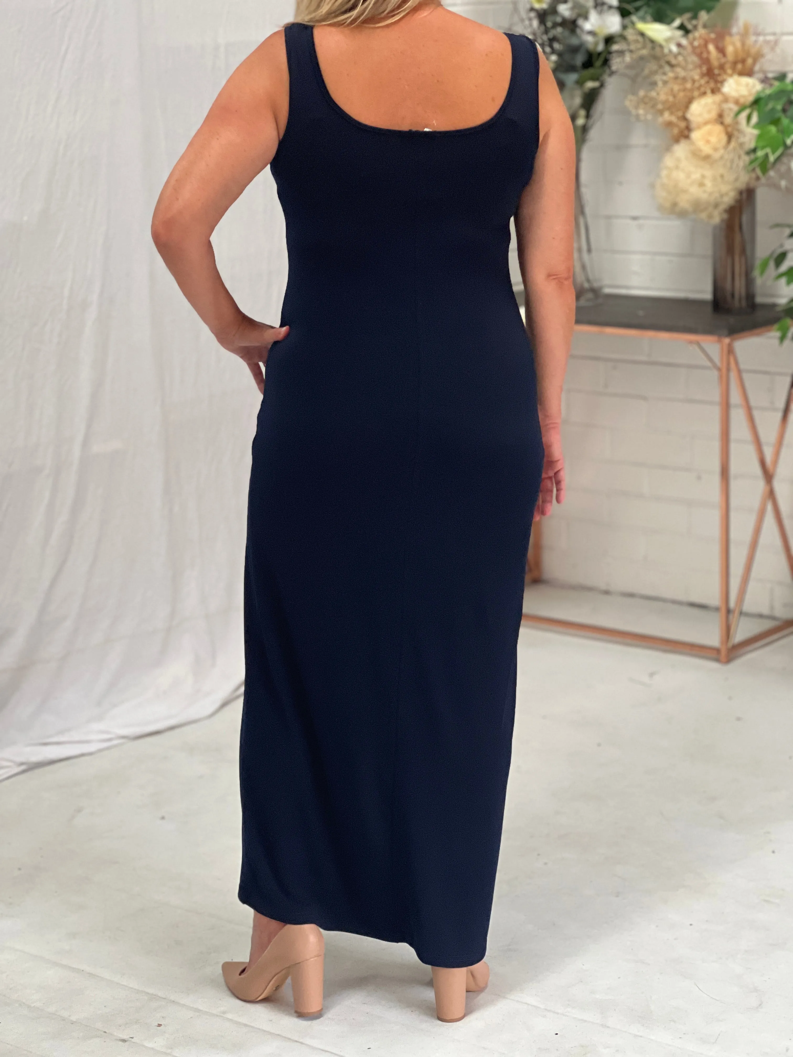 Voss Navy Stretchy Jersey Dress