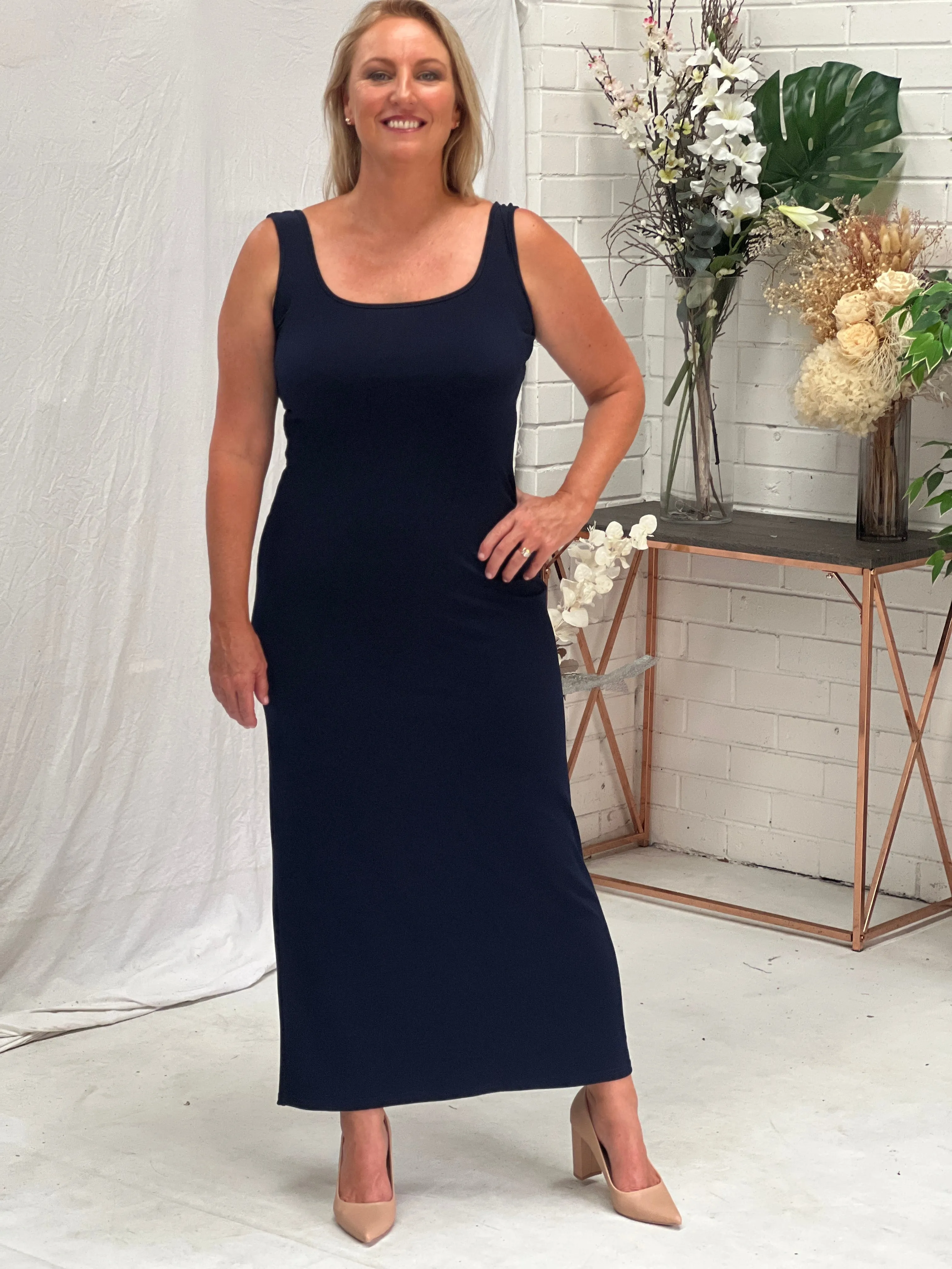 Voss Navy Stretchy Jersey Dress