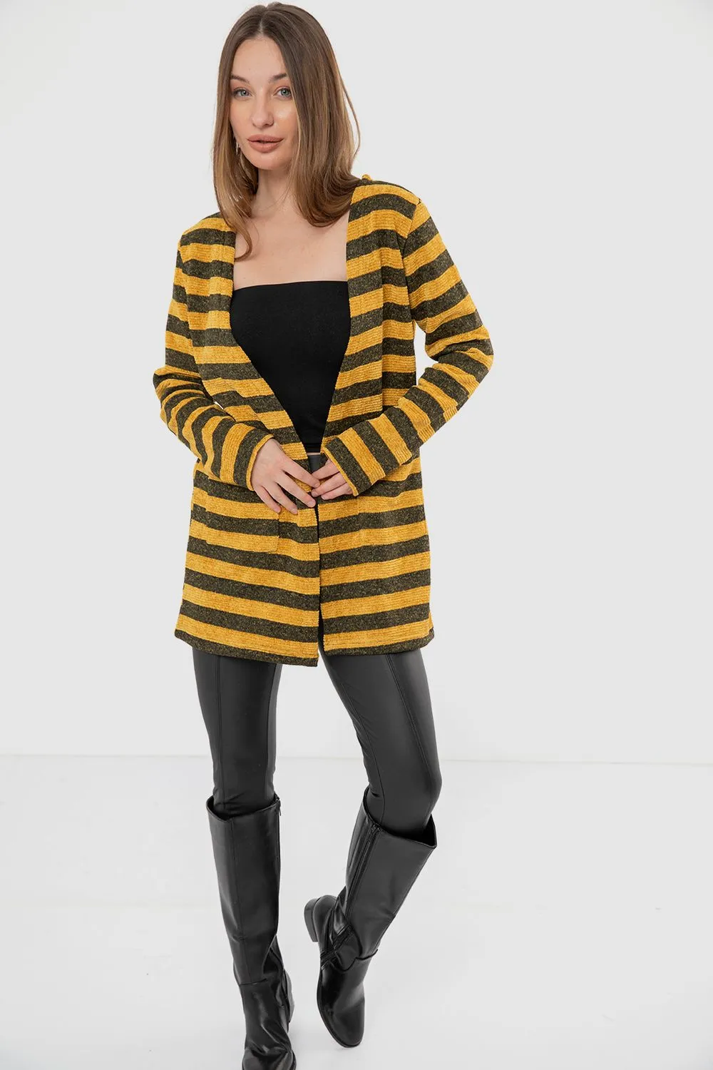 Wild Striped Cardigan With Pockets - Kady