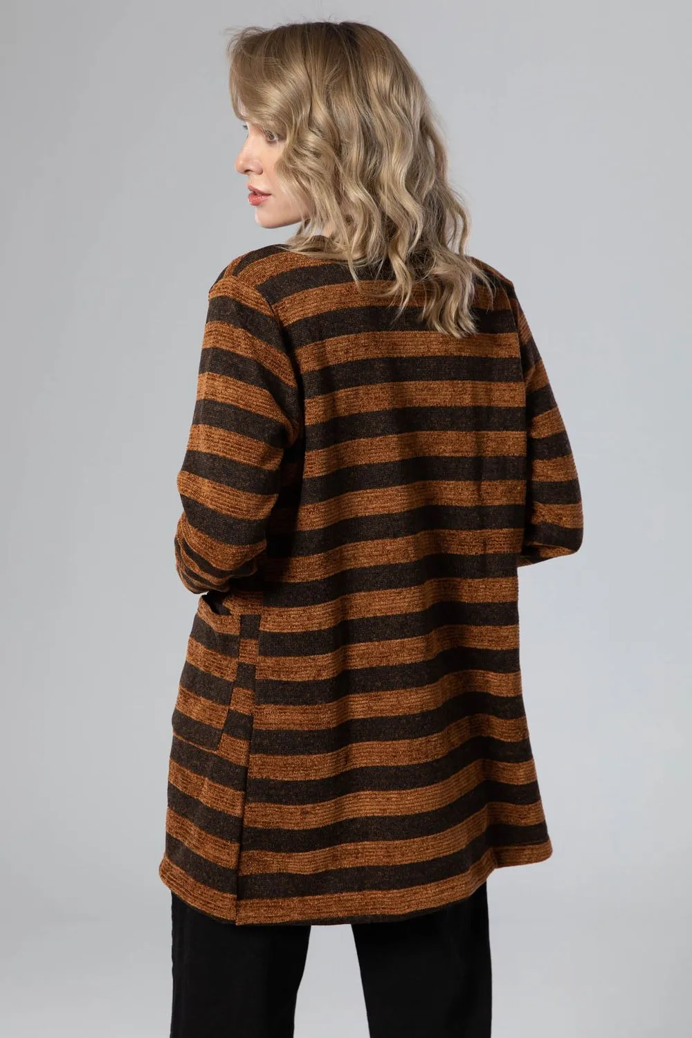 Wild Striped Cardigan With Pockets - Kady