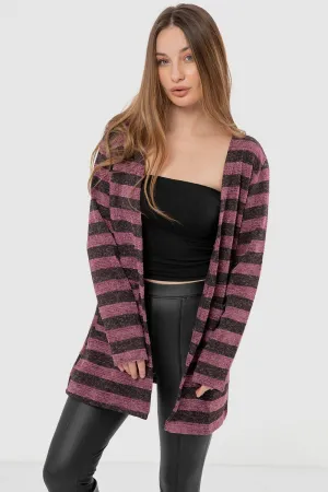 Wild Striped Cardigan With Pockets - Kady