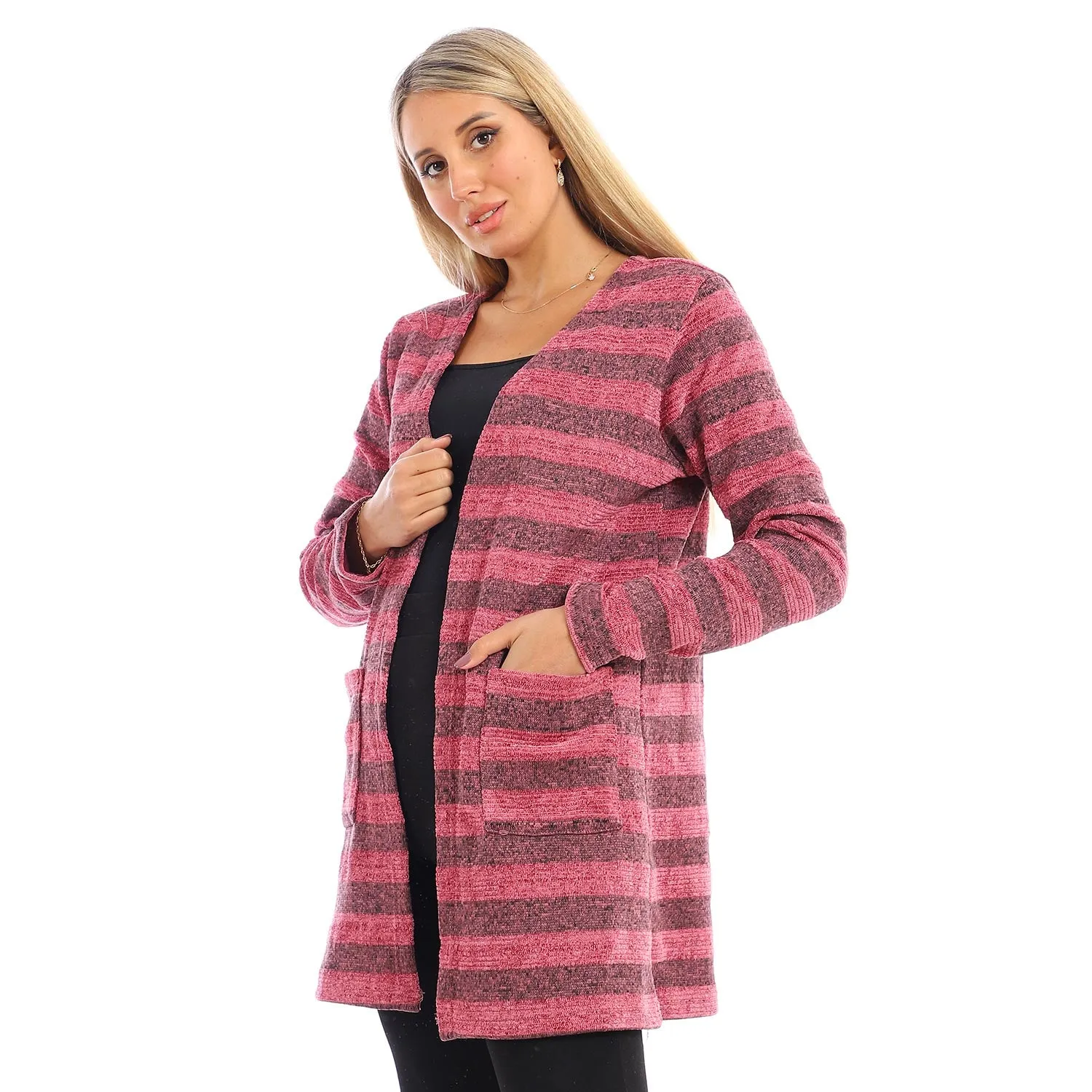 Wild Striped Cardigan With Pockets - Kady