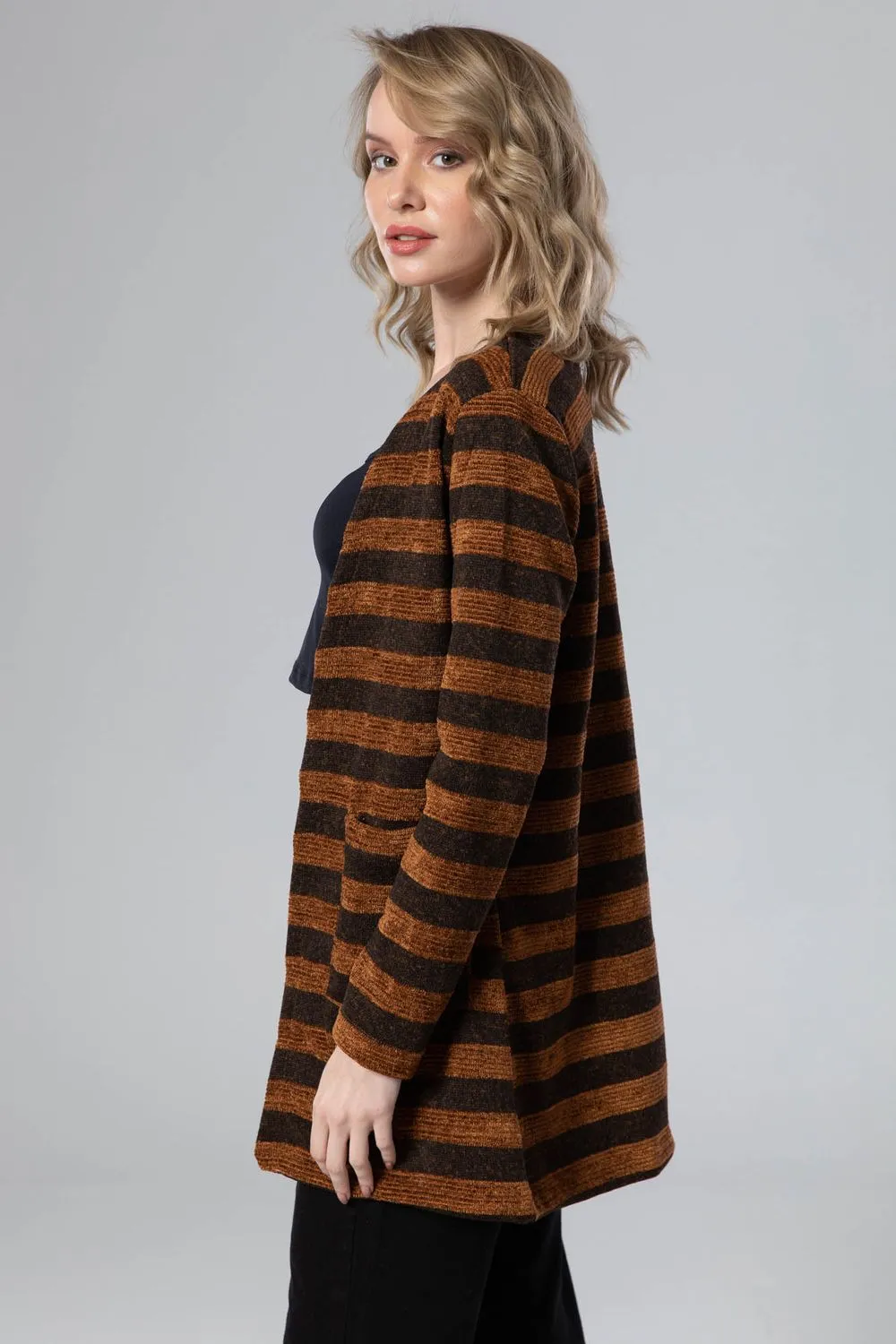 Wild Striped Cardigan With Pockets - Kady