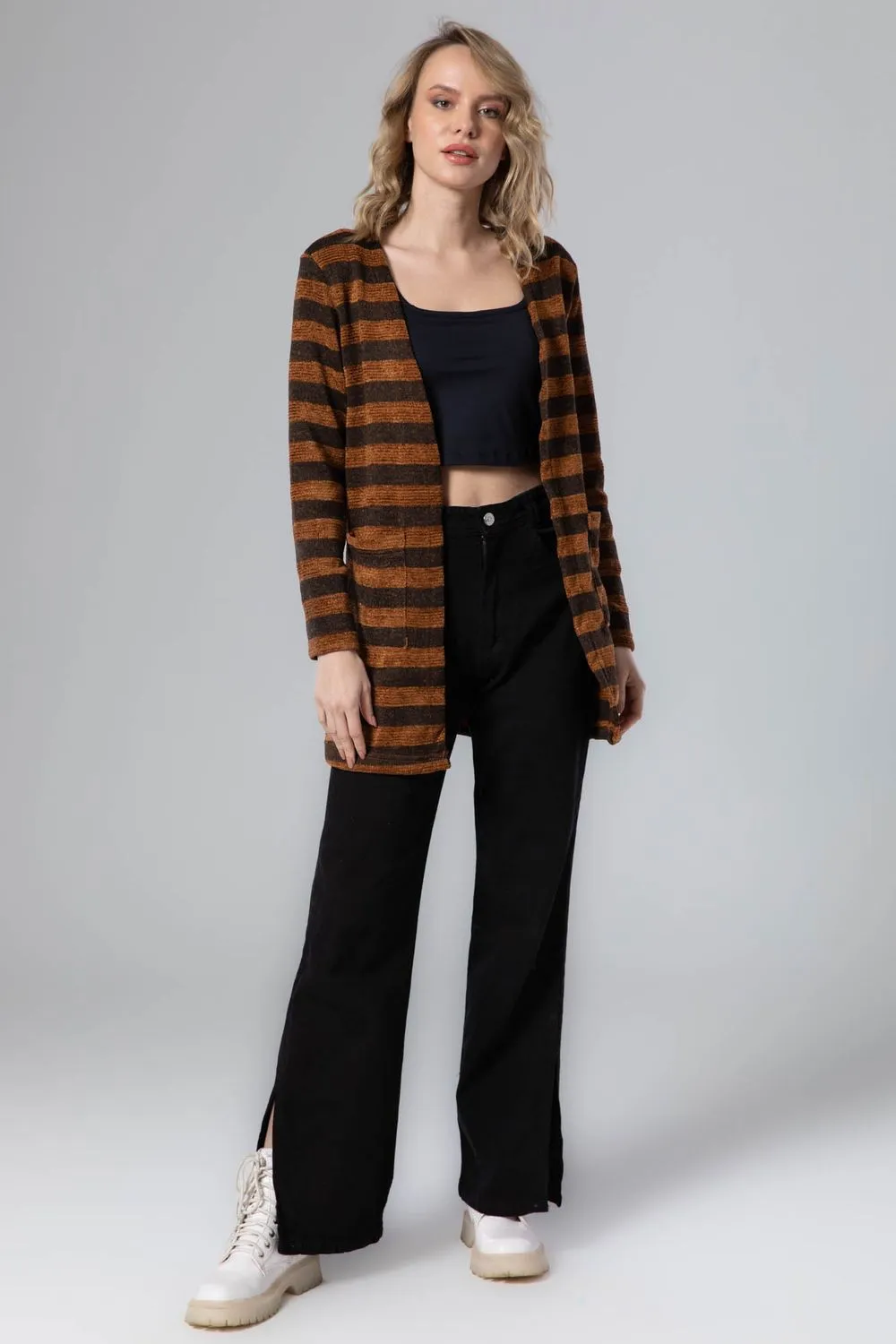 Wild Striped Cardigan With Pockets - Kady