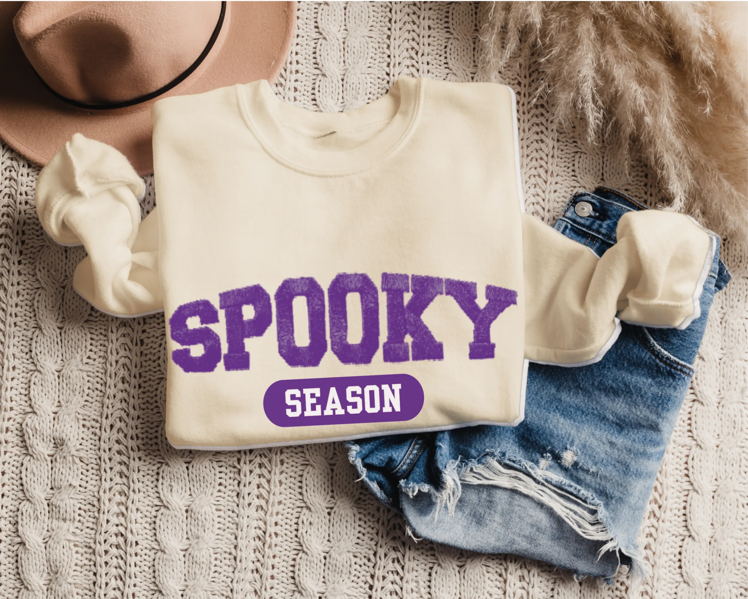 Women's Halloween or Fall Spooky Season Sweatshirt Varsity Letters Shirt