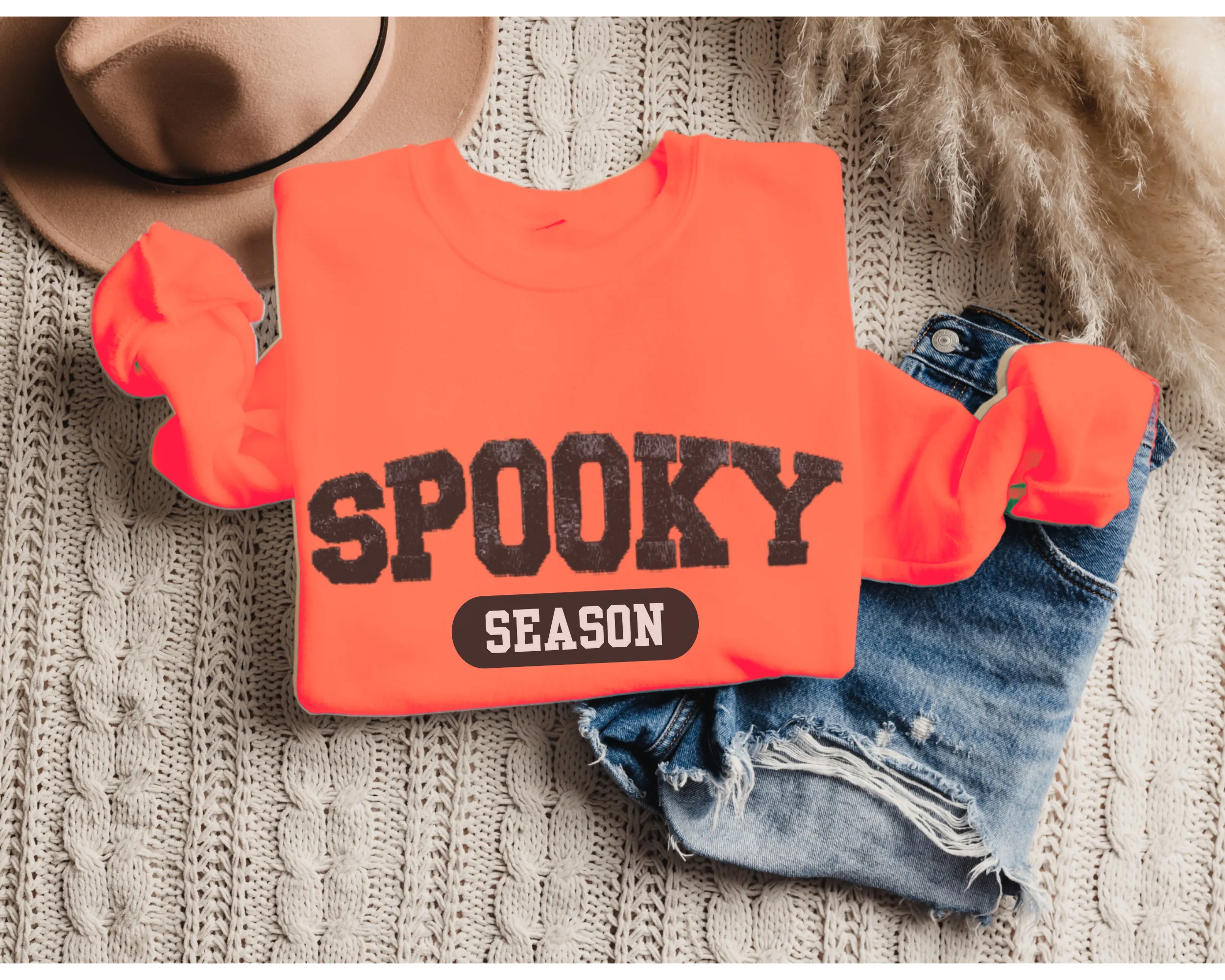 Women's Halloween or Fall Spooky Season Sweatshirt Varsity Letters Shirt